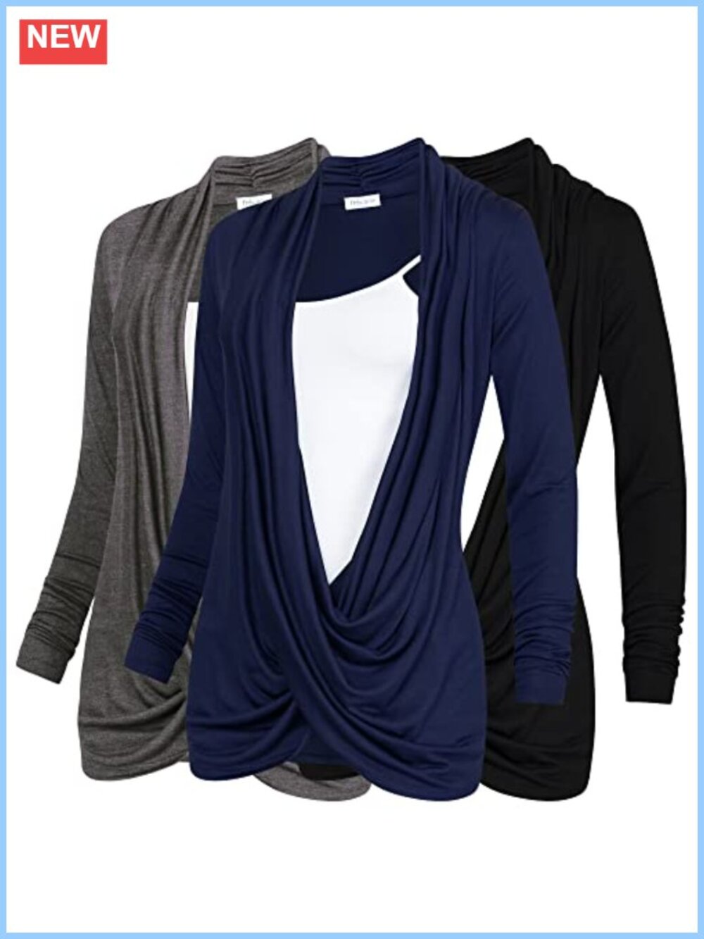 3 Pack Long Sleeve Nursing Tops Breastfeeding Criss Cross Cardigan Sweater
